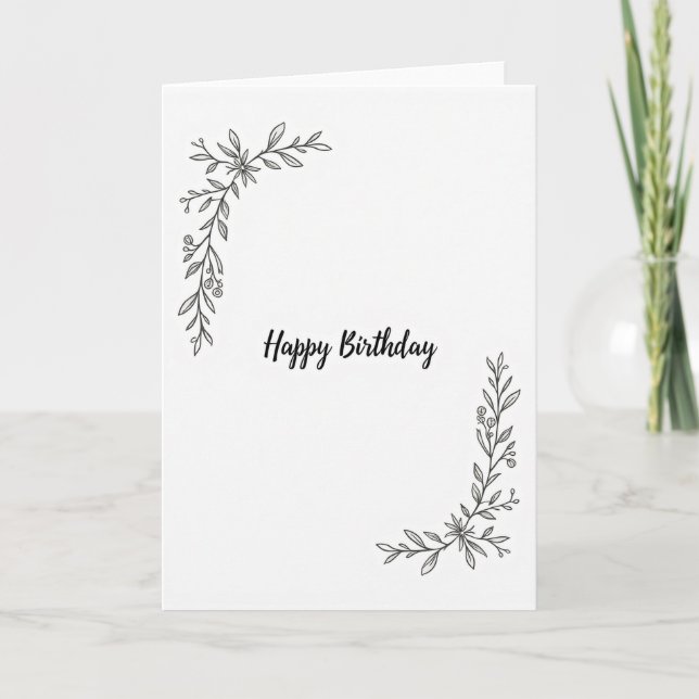 Minimalistisk födelsedagsblomkort kort (Framsida)