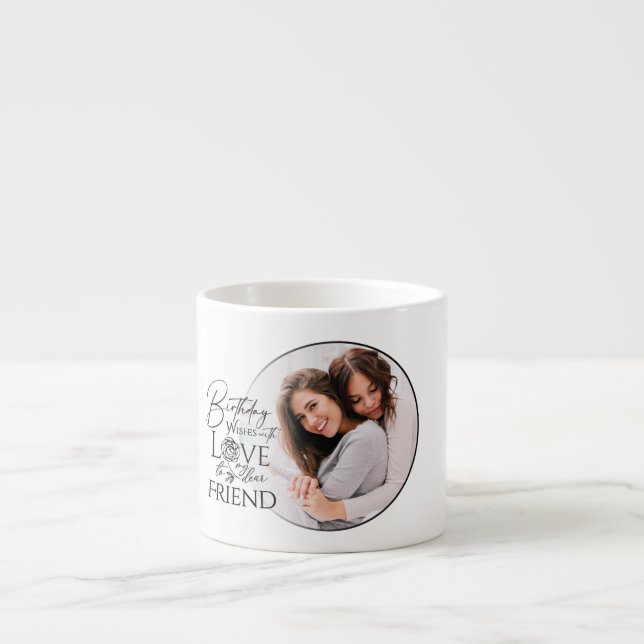 Minimalistisk födelsedagsbokstavsvän fotoram espressomugg (Framsidan)
