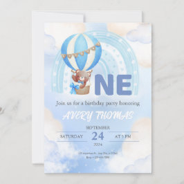 Minimalistisk Födelsedagsfest för blå och vit vatt Inbjudningar