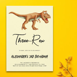 Minimalistisk Födelsedagsfest med tre-Rex-dosoaur Inbjudningar