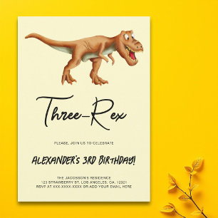 Minimalistisk Födelsedagsfest med tre-Rex-dosoaur Inbjudningar