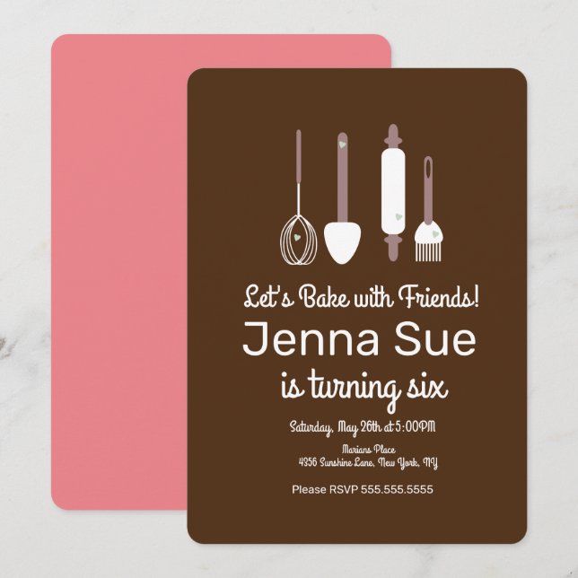 Minimalistisk Födelsedagsfest-Utensils Inbjudningar (Fram/baksida)