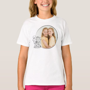 Minimalistisk födelsedagsfoto kalligrafi syster t shirt