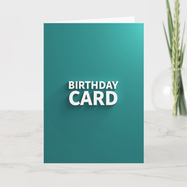 Minimalistisk födelsedagskort i teal kort (Framsida)