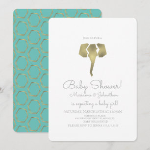 Minimalistisk Folie Boho Elefant Bebis Shower Inbjudningar