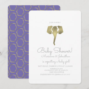 Minimalistisk Folie Boho Elefant Bebis Shower Inbjudningar
