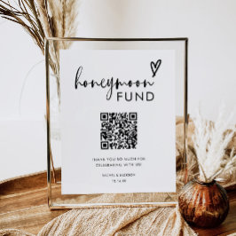 Minimalistisk fond för Boho Qr Code Honeymoon Poster