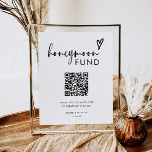 Minimalistisk fond för Boho Qr Code Honeymoon Poster
