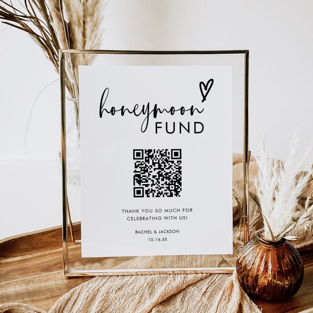 Minimalistisk fond för Boho Qr Code Honeymoon Poster (Skapare uppladdad)