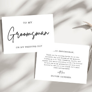 Minimalistisk för min Groomsman på min Bröllopsdag Tack Kort