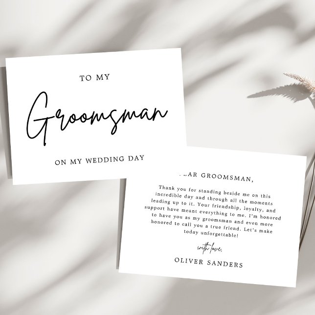 Minimalistisk för min Groomsman på min Bröllopsdag Tack Kort (Skapare uppladdad)