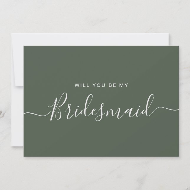 Minimalistisk Forest Grönt Bridesmaid Frieri Inbjudningar (Framsida)