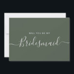 Minimalistisk Forest Grönt Bridesmaid Frieri Inbjudningar<br><div class="desc">Minimalistisk Modern Forest Grönt Calligraphy Bridesmaid Frieri. Brudens sida frieri kort och inbjudan. Innehåller trendig- och snyggt-skriptteckensnitt och gröntens färg-bakgrund.</div>