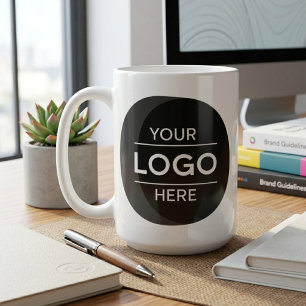 Minimalistisk företagslogotyp med svart cirkeldesi kaffemugg