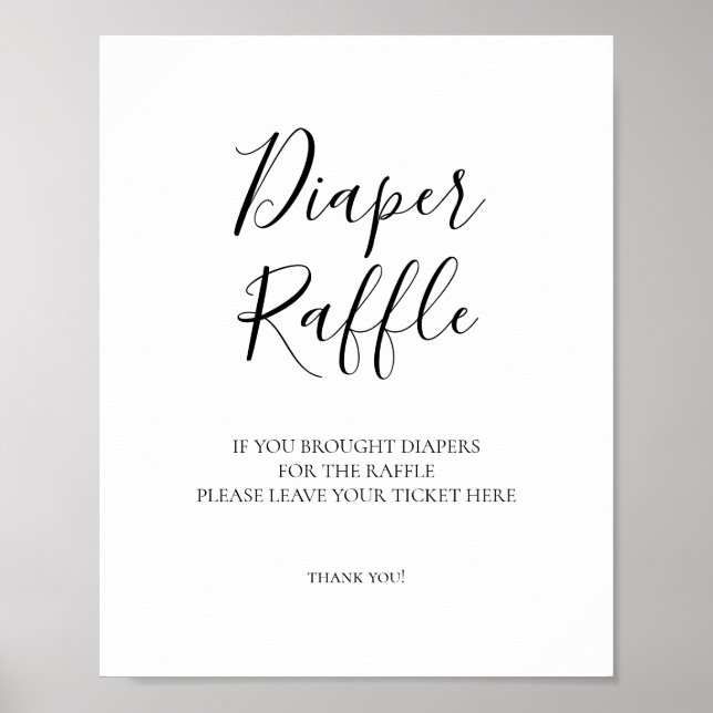 Minimalistisk förlossningsfest-diaperlotteri-skylt poster (Framsidan)