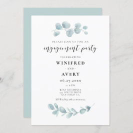 Minimalistisk Förlovningsfest av vattenfärgsgrön Inbjudningar