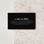 Minimalistisk formalistisk söt, svart, Bröllop-fis Tilläggskort<br><div class="desc">Detta minsta formella svarta bröllop som vill ha ett väl inkapslat djurutrymmeskort är perfekt för ett rustiskt bröllop. Utformningen har ett vackert teckensnitt i svart bakgrund för att försköna evenemanget.</div>