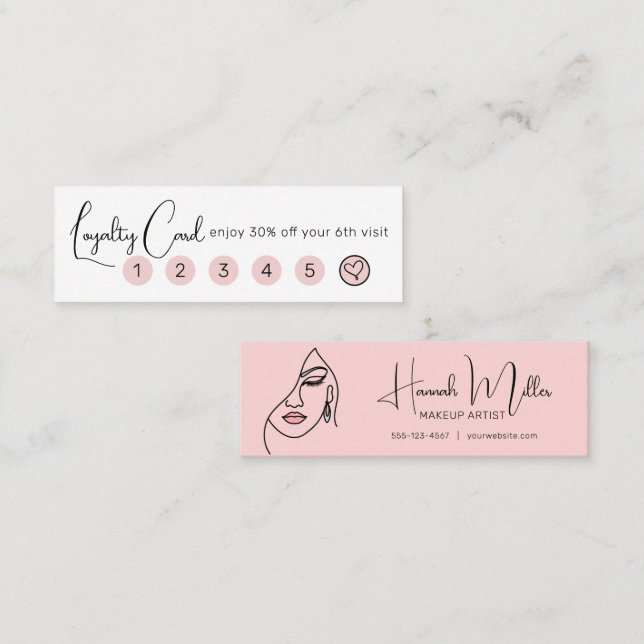 Minimalistisk förmånlig Elegant Makeup Artist Ansi Mini Visitkort (Fram/baksida)