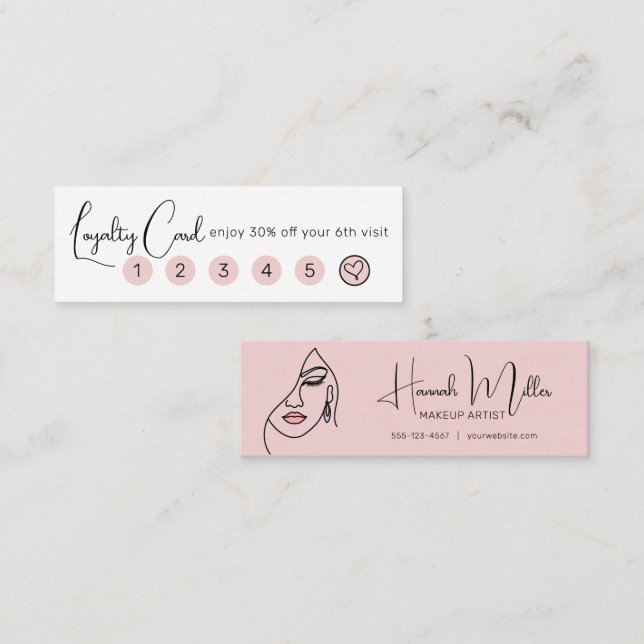 Minimalistisk förmånlig Elegant Makeup Artist Ansi Mini Visitkort (Fram/baksida)