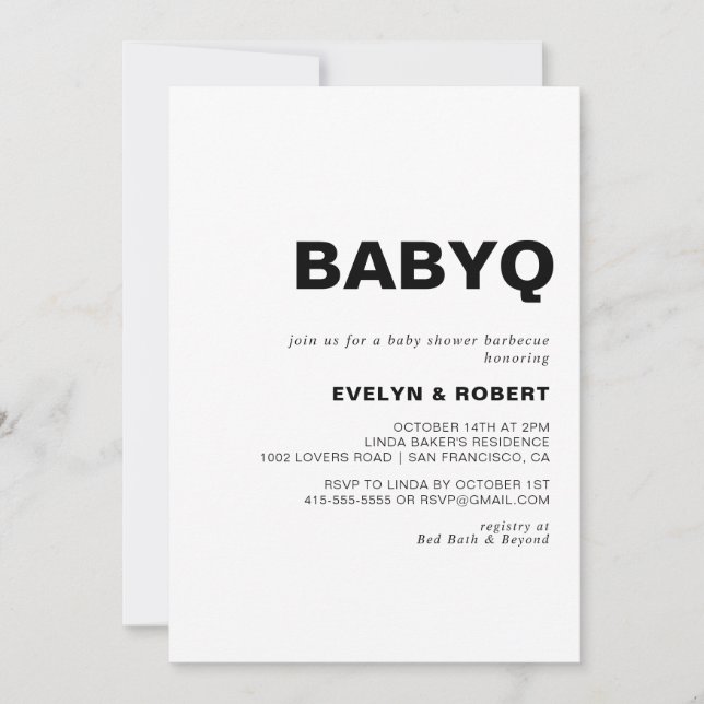 Minimalistisk formell babybabyknapp för babykläder inbjudningar (Framsida)