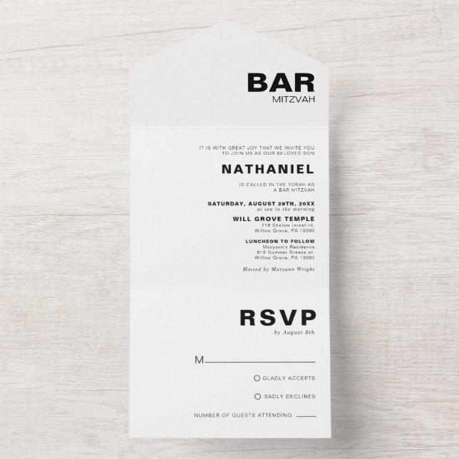 Minimalistisk formell Elegant Pub Mitzvah (Insida)