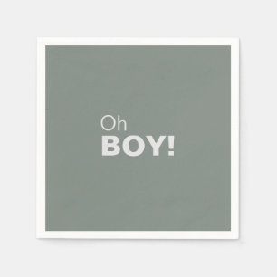Minimalistisk formell Grönt Oh Boy Baby Shower Pappersservett
