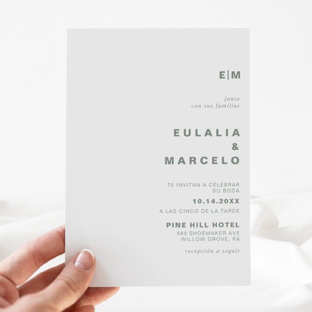 Minimalistisk formell inledande Grönt Boda Bröllop Inbjudningar (Skapare uppladdad)