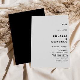 Minimalistisk formell inledande svart Boda Bröllop Inbjudningar
