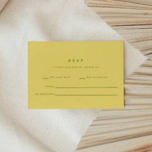 Minimalistisk formell lemon gul & grön bröllop OSA kort