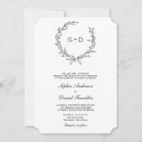 Minimalistisk formell monograminbjudan till bröllo