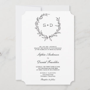 Minimalistisk formell monograminbjudan till bröllo inbjudningar