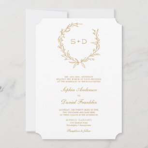 Minimalistisk formell monograminbjudan till bröllo inbjudningar