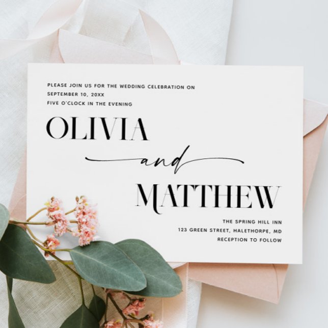 Minimalistisk formell typografi bröllop | Foto + Q Inbjudningar (Skapare uppladdad)