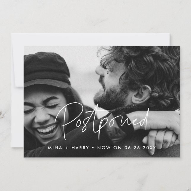 Minimalistisk Försenad bröllopsuppdatering foto Meddelande (Framsida)