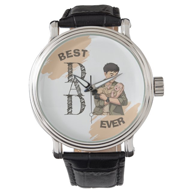 Minimalistisk Första Fars Dag Anime Stil Armbandsur (Framsida)