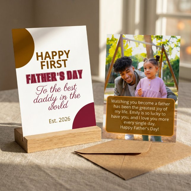 Minimalistisk Första Fars Dagen Foto Minneskort Kort (Skapare uppladdad)