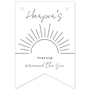 Minimalistisk första födelsedag första Resa runt S Vimplar