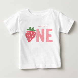 Minimalistisk Första födelsedagen Jordgubbs Berry T Shirt