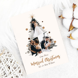 Minimalistisk Första julen som gifta Tre Foto Inbjudningar