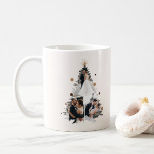 Minimalistisk Första julen som gifta Tre Foto Kaffemugg