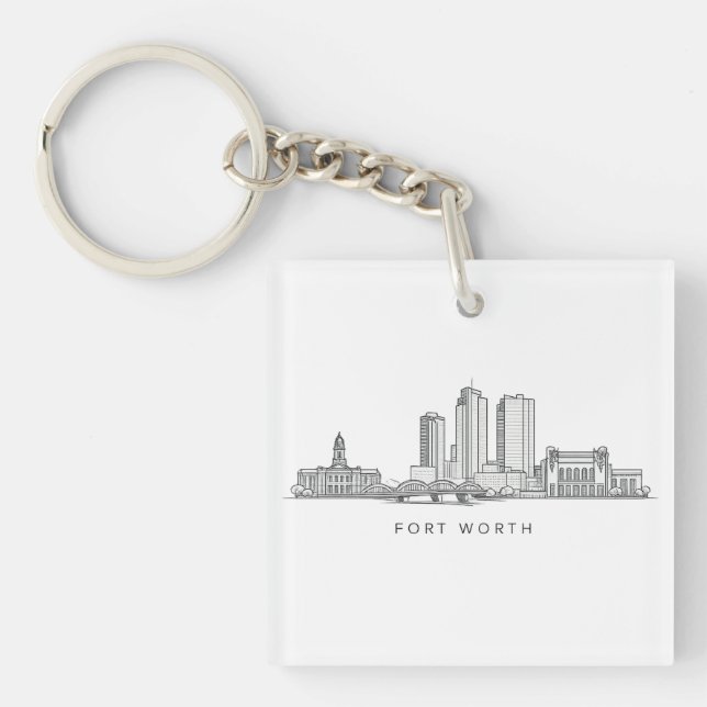 Minimalistisk Fort Worth-horisont Linjekonst (Framsidan)