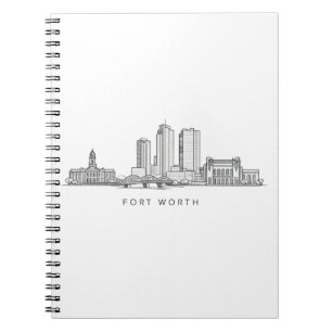 Minimalistisk Fort Worth-horisont Linjekonst Anteckningsbok