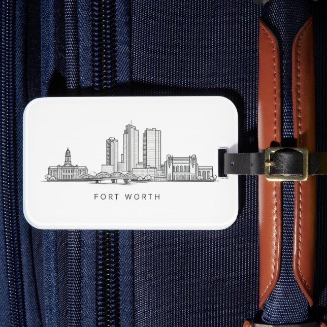 Minimalistisk Fort Worth-horisont Linjekonst Bagagebricka (Framsida Insitu 4)