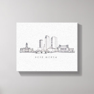 Minimalistisk Fort Worth-horisont Linjekonst Canvastryck
