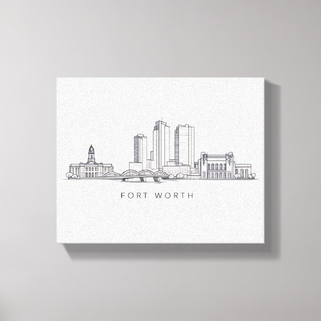 Minimalistisk Fort Worth-horisont Linjekonst Canvastryck (Framsida)