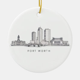 Minimalistisk Fort Worth-horisont Linjekonst Julgransprydnad Keramik