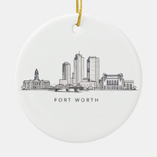 Minimalistisk Fort Worth-horisont Linjekonst Julgransprydnad Keramik