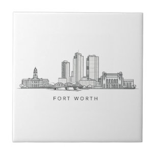 Minimalistisk Fort Worth-horisont Linjekonst Kakelplatta