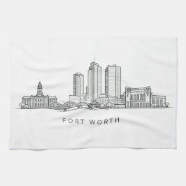 Minimalistisk Fort Worth-horisont Linjekonst Kökshandduk