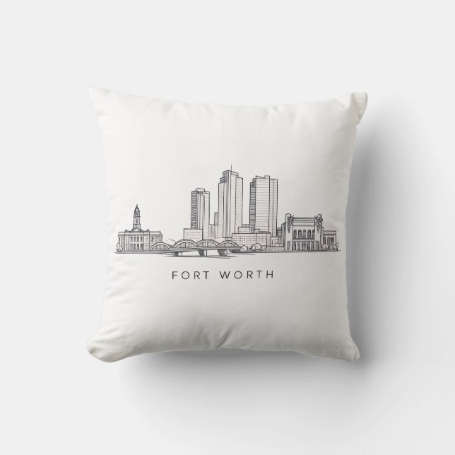 Minimalistisk Fort Worth-horisont Linjekonst Kudde (Framsida)